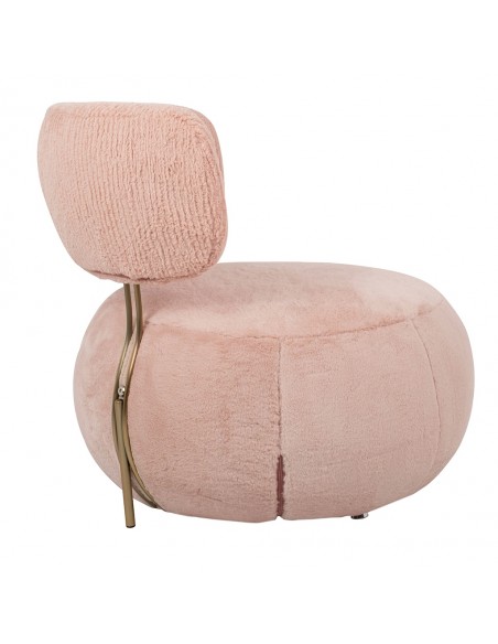 Fotel LOW TEDDY PINK różowy