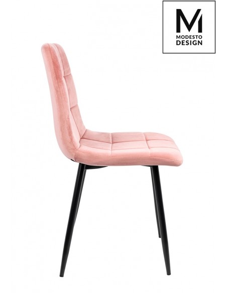 MODESTO krzesło CARLO pudrowy róż - welur, metal