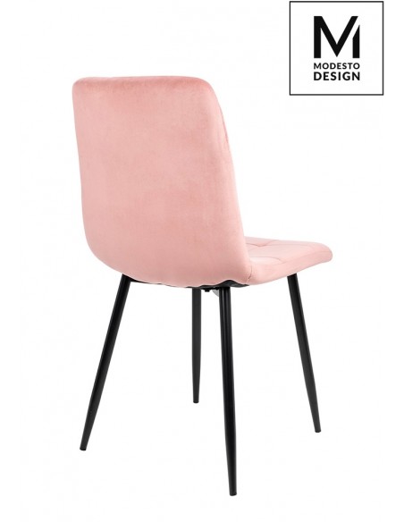 MODESTO krzesło CARLO pudrowy róż - welur, metal