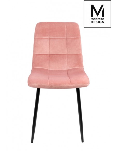 MODESTO krzesło CARLO pudrowy róż - welur, metal