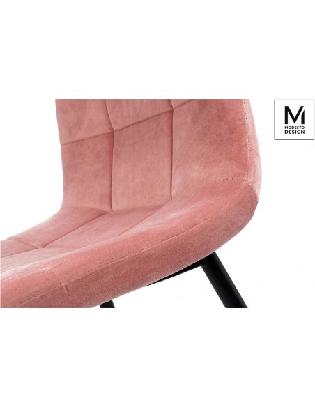 MODESTO krzesło CARLO pudrowy róż - welur, metal