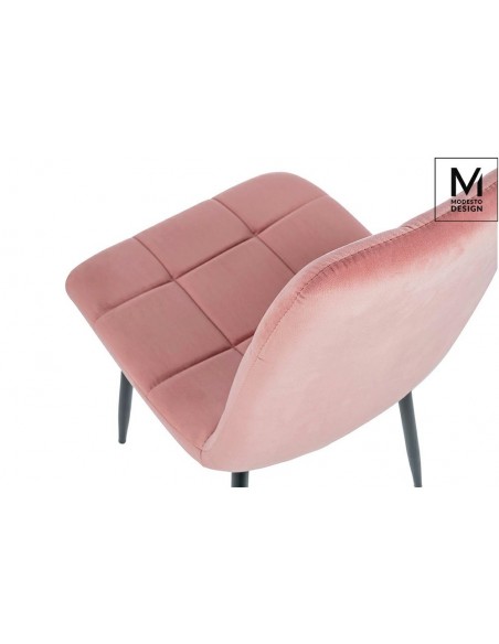 MODESTO krzesło CARLO pudrowy róż - welur, metal