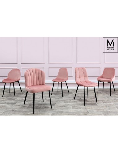 MODESTO krzesło CARLO pudrowy róż - welur, metal