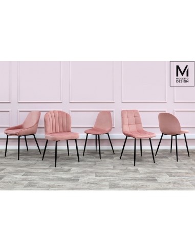 MODESTO krzesło CARLO pudrowy róż - welur, metal
