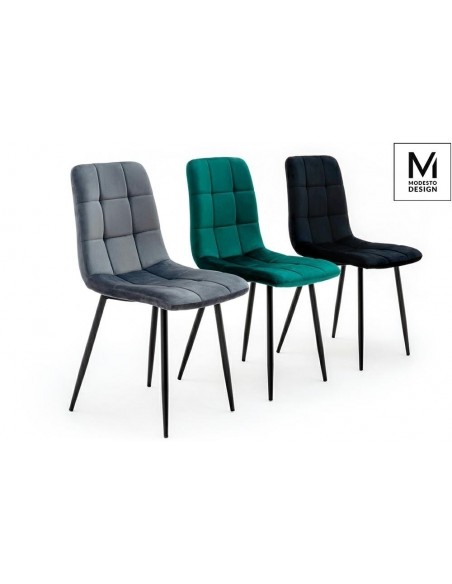 MODESTO krzesło CARLO ciemny szary - welur, metal