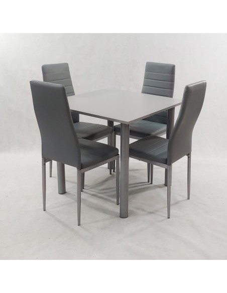 Zestaw stół Lugano 80 szary i 4 krzesła Nicea czarne