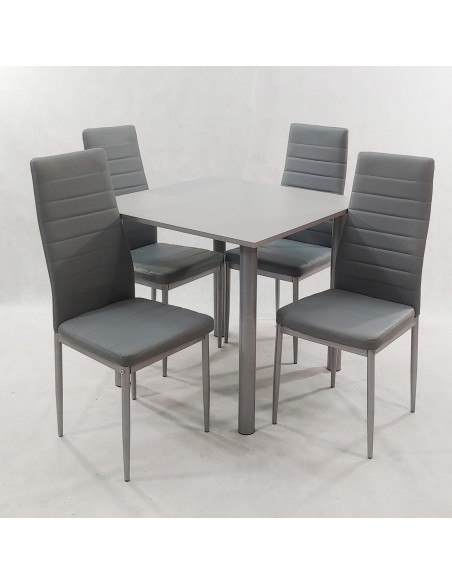 Zestaw stół Lugano 80 szary i 4 krzesła Nicea szare