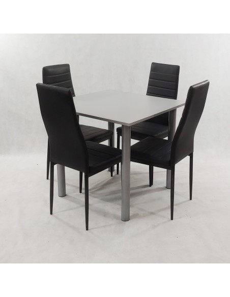 Zestaw stół Lugano 80 szary i 4 krzesła Nicea szare