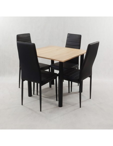 Zestaw stół Lugano 80 szary i 4 krzesła Nicea białe