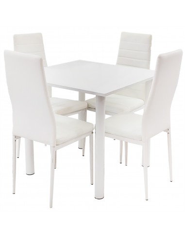 Zestaw stół Lugano 80 biały i 4 krzesła Nicea białe