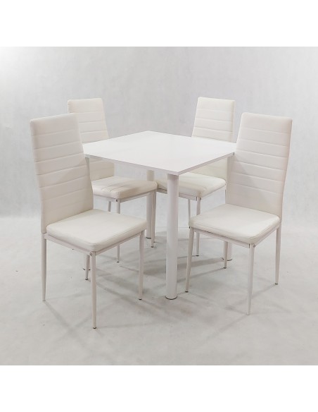 Zestaw stół Lugano 80 biały i 4 krzesła Nicea białe