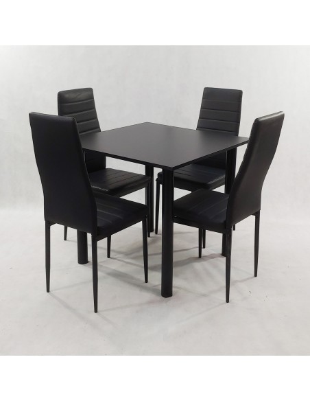 Zestaw stół Lugano 80 czarny i 4 krzesła Nicea czarne