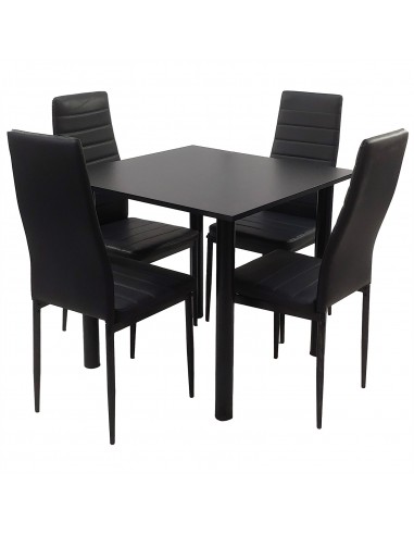 Zestaw stół Lugano 80 czarny i 4 krzesła Nicea czarne