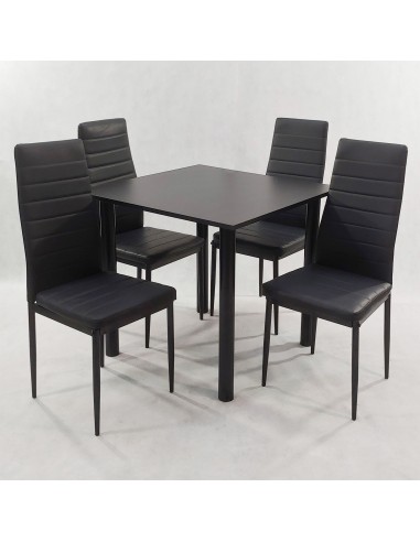 Zestaw stół Lugano 80 czarny i 4 krzesła Nicea...