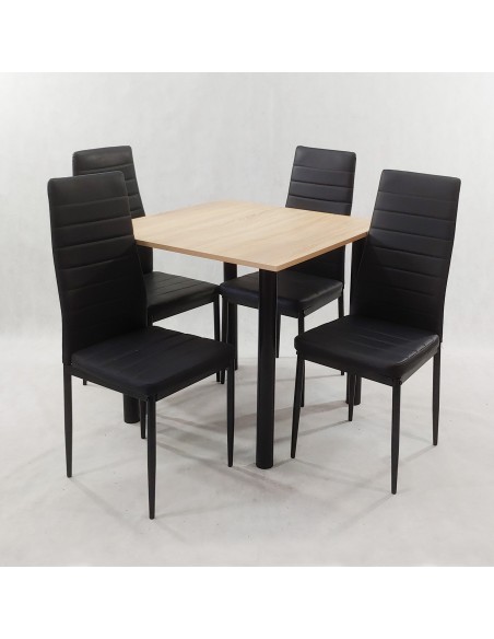 Zestaw stół Lugano 80 sonoma i 4 krzesła Nicea czarne