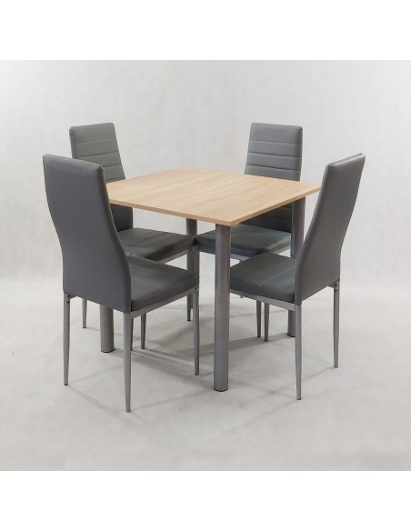 Zestaw stół Lugano 80 sonoma i 4 krzesła Nicea czarne