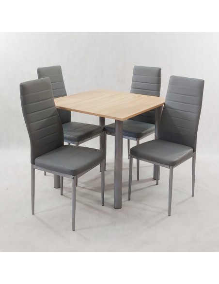 Zestaw stół Lugano 80 sonoma i 4 krzesła Nicea szare