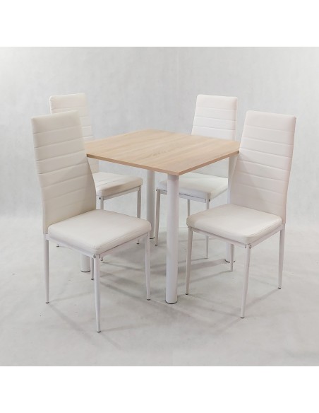 Zestaw stół Lugano 80 sonoma i 4 krzesła Nicea białe