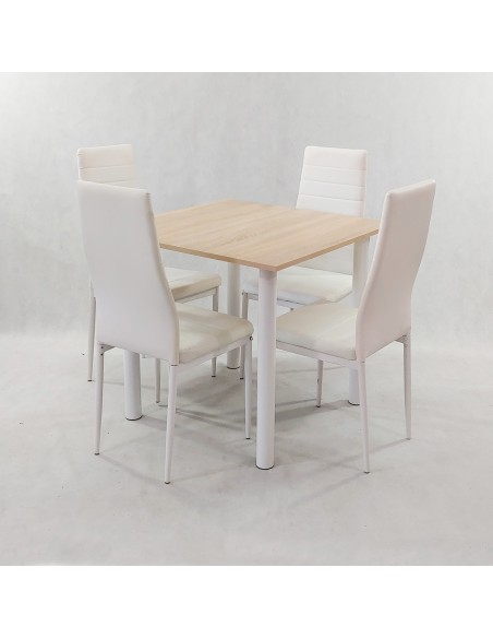 Zestaw stół Lugano 80 sonoma i 4 krzesła Nicea białe