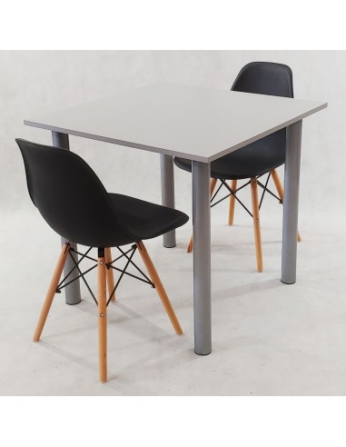 Zestaw stół Lugano 80 szary i 2 krzesła Milano...