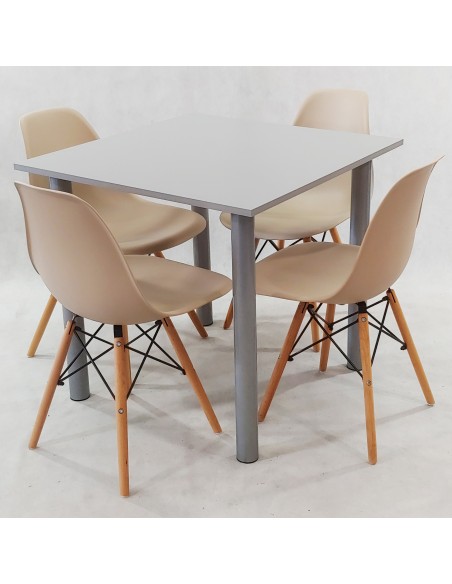 Zestaw stół Lugano 80 szary i 4 krzesła Milano czarne