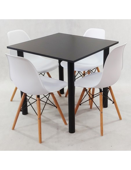 Zestaw stół Lugano 80 szary i 4 krzesła Milano czarne