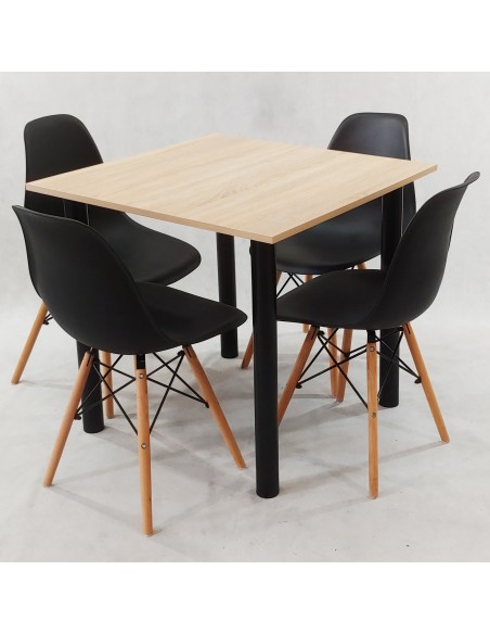 Zestaw stół Lugano 80 szary i 4 krzesła Milano grafitowe