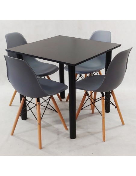 Zestaw stół Lugano 80 szary i 4 krzesła Milano beżowe