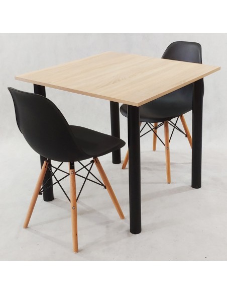 Zestaw stół Lugano 80 biały i 2 krzesła Milano grafitowe