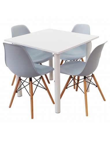 Zestaw stół Lugano 80 biały i 4 krzesła Milano szare