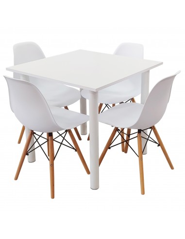 Zestaw stół Lugano 80 biały i 4 krzesła Milano białe