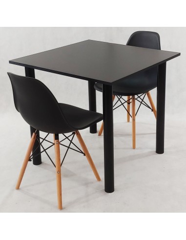 Zestaw stół Lugano 80 czarny i 2 krzesła Milano...