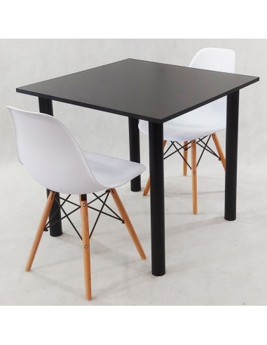 Zestaw stół Lugano 80 czarny i 2 krzesła Milano...