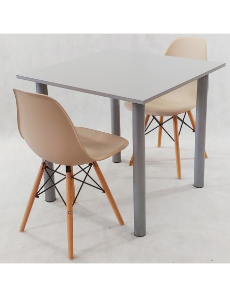 Zestaw stół Lugano 80 czarny i 2 krzesła Milano białe