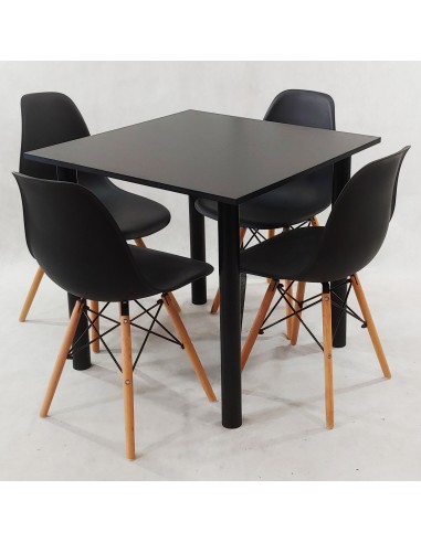 Zestaw stół Lugano 80 czarny i 4 krzesła Milano...