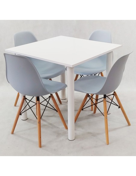 Zestaw stół Lugano 80 czarny i 4 krzesła Milano grafitowe