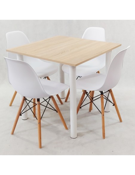 Zestaw stół Lugano 80 czarny i 4 krzesła Milano beżowe