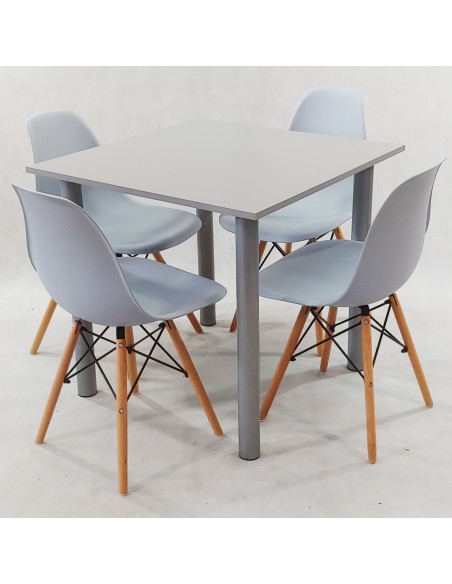 Zestaw stół Lugano 80 sonoma i 4 krzesła Milano czarne