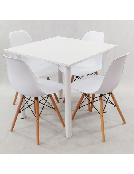 Zestaw stół Lugano 80 sonoma i 4 krzesła Milano czarne