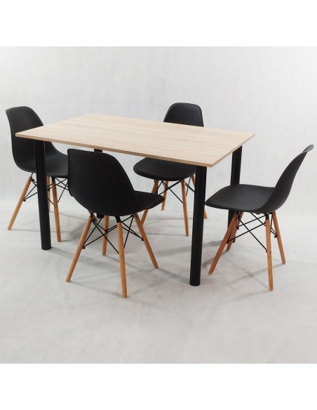 Zestaw stół Lugano 120 sonoma i 4 krzesła Milano białe