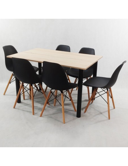 Zestaw stół Lugano 120 sonoma i 6 krzeseł Milano białych