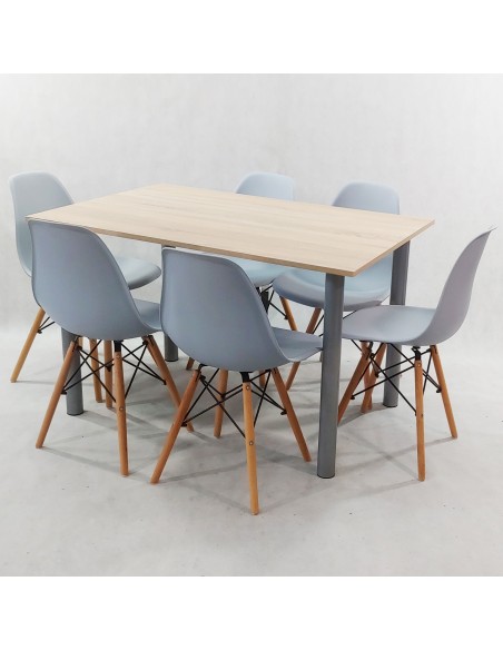 Zestaw stół Lugano 120 sonoma i 6 krzeseł Milano czarnych