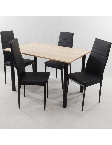 Zestaw stół Lugano 120 sonoma i 4 krzesła Nicea czarne