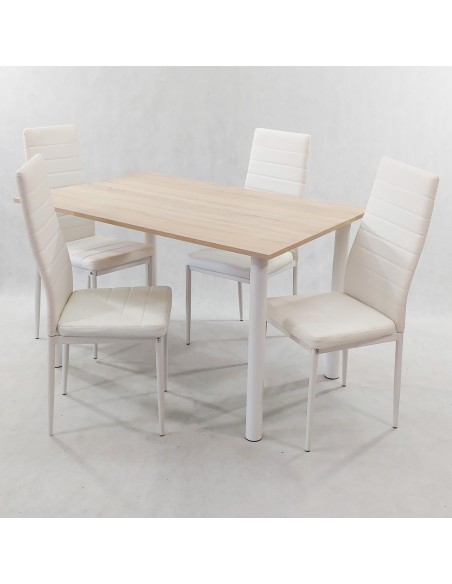 Zestaw stół Lugano 120 sonoma i 4 krzesła Nicea białe