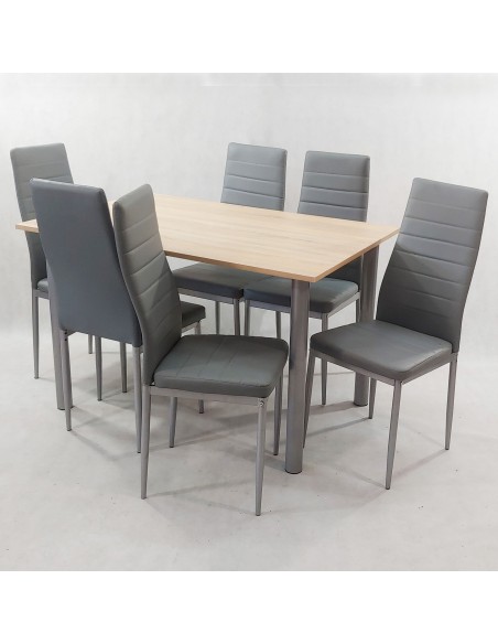 Zestaw stół Lugano 120 sonoma i 6 krzeseł Nicea szarych
