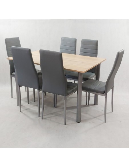 Zestaw stół Lugano 120 sonoma i 6 krzeseł Nicea szarych