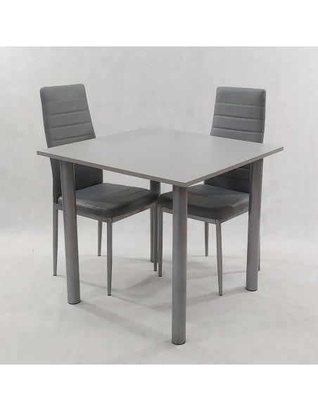 Zestaw stół Lugano 80 szary i 2 krzesła Nicea szare