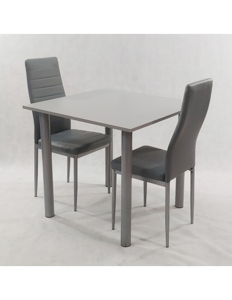 Zestaw stół Lugano 80 szary i 2 krzesła Nicea szare
