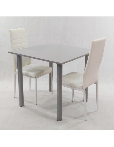 Zestaw stół Lugano 80 szary i 2 krzesła Nicea...