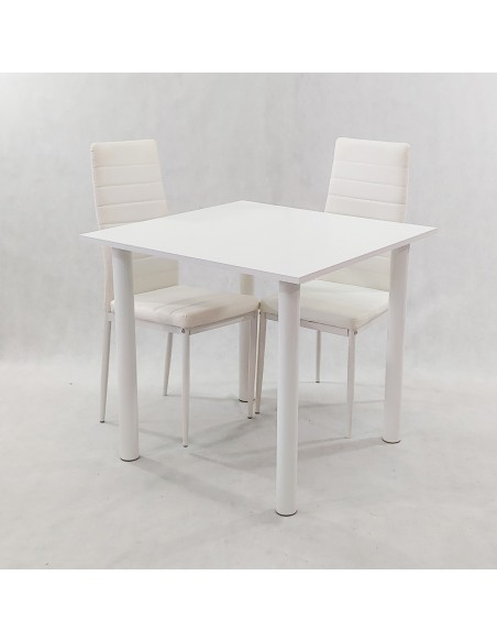 Zestaw stół Lugano 80 biały i 2 krzesła Nicea białe